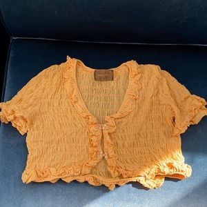 Reformation ruffled ruched yellow crop top vintage